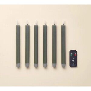 RARE 6pk Ribbed Flameless LED Taper Candles Green - Hearth & Hand with Magnolia